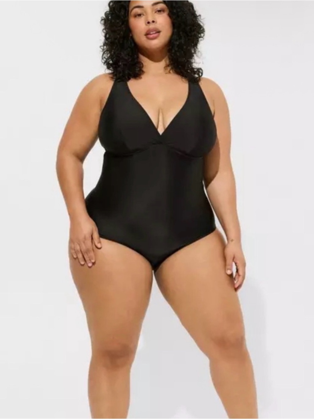 Torrid Size 00 Wireless Triangle One Piece Swimsuit Deep Black NWT
